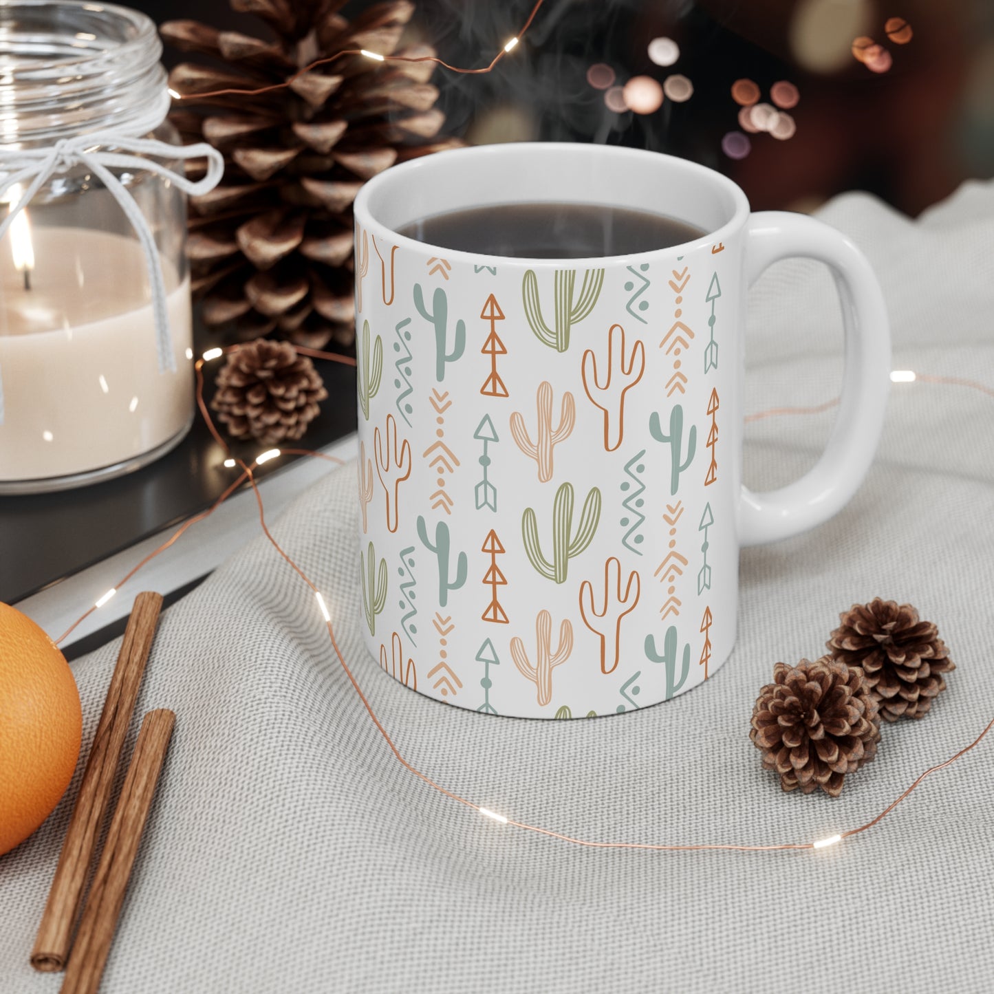 Boho Cactus Ceramic Mug 11oz