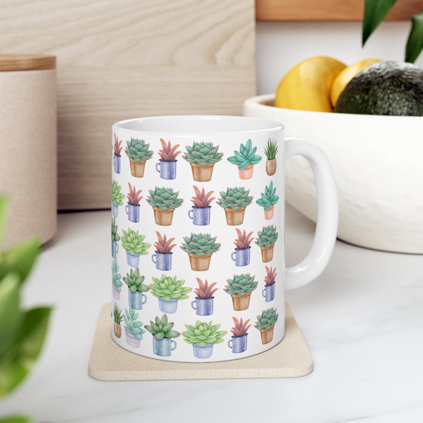 Succulents Ceramic Mug 11oz