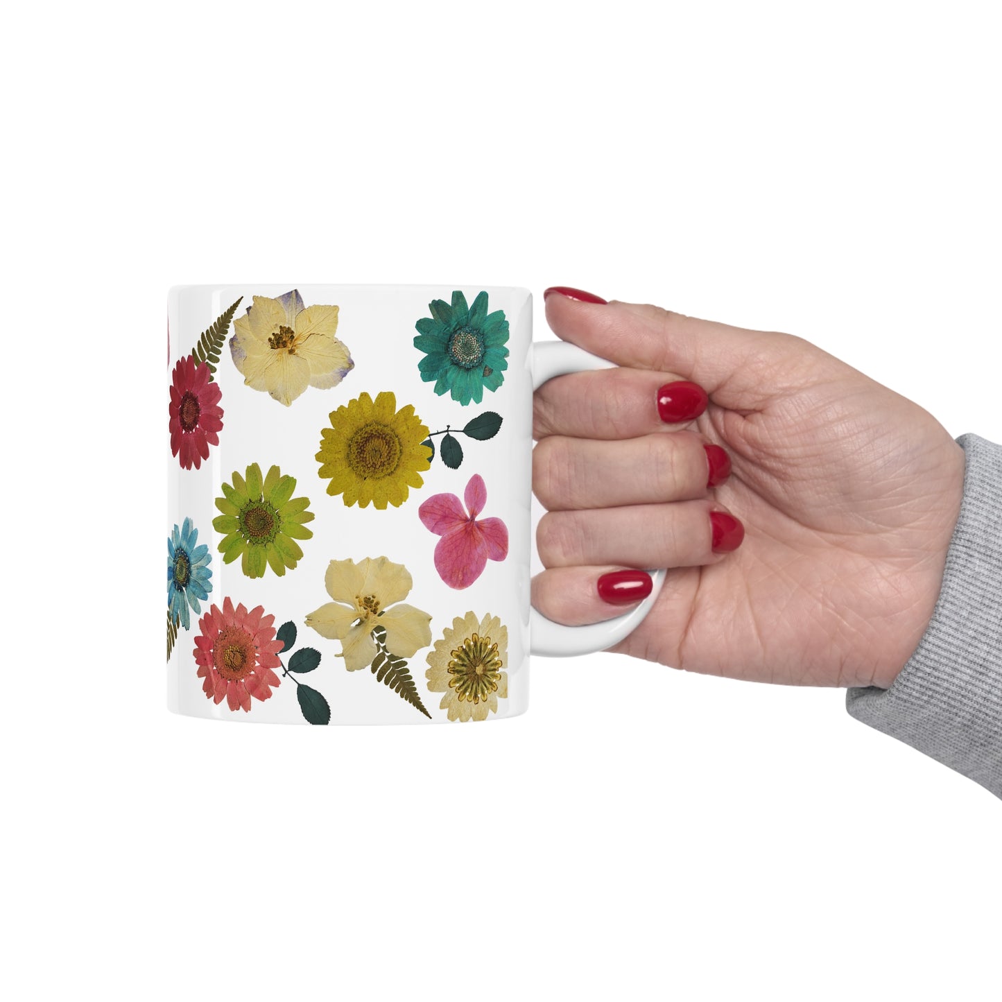 Pressed Flowers Ceramic Mug 11oz