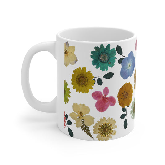 Pressed Flowers Ceramic Mug 11oz
