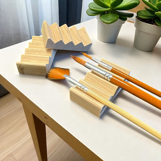 wood brush holder for artists painting tools