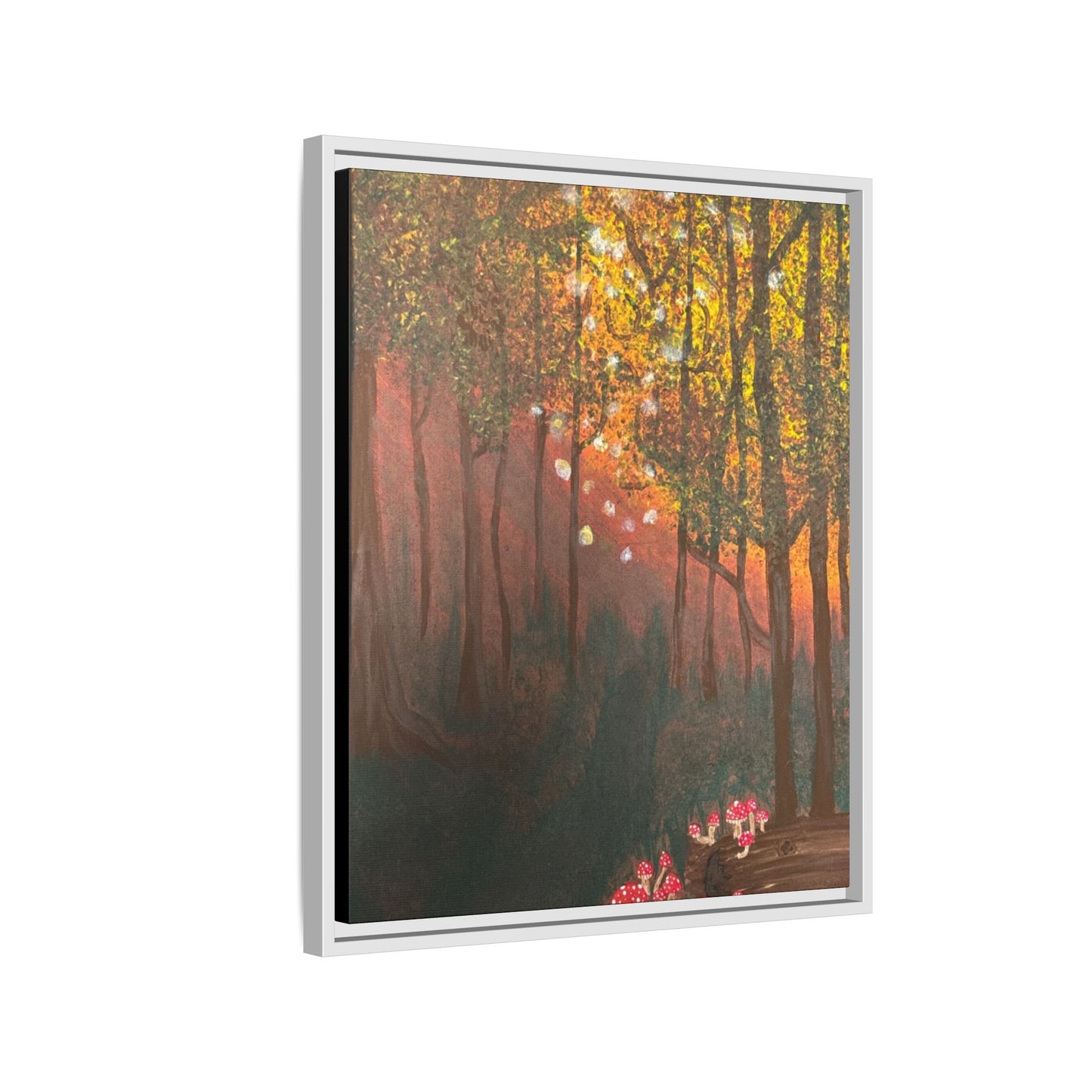 Whisper Woods: Art Matte Canvas Framed Print — Multicolor Pour Painting Wall Art
