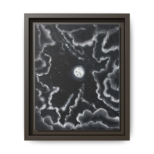 Dark Night: Matte Canvas Framed Wall Art — Colorful Tropical Landscape Print