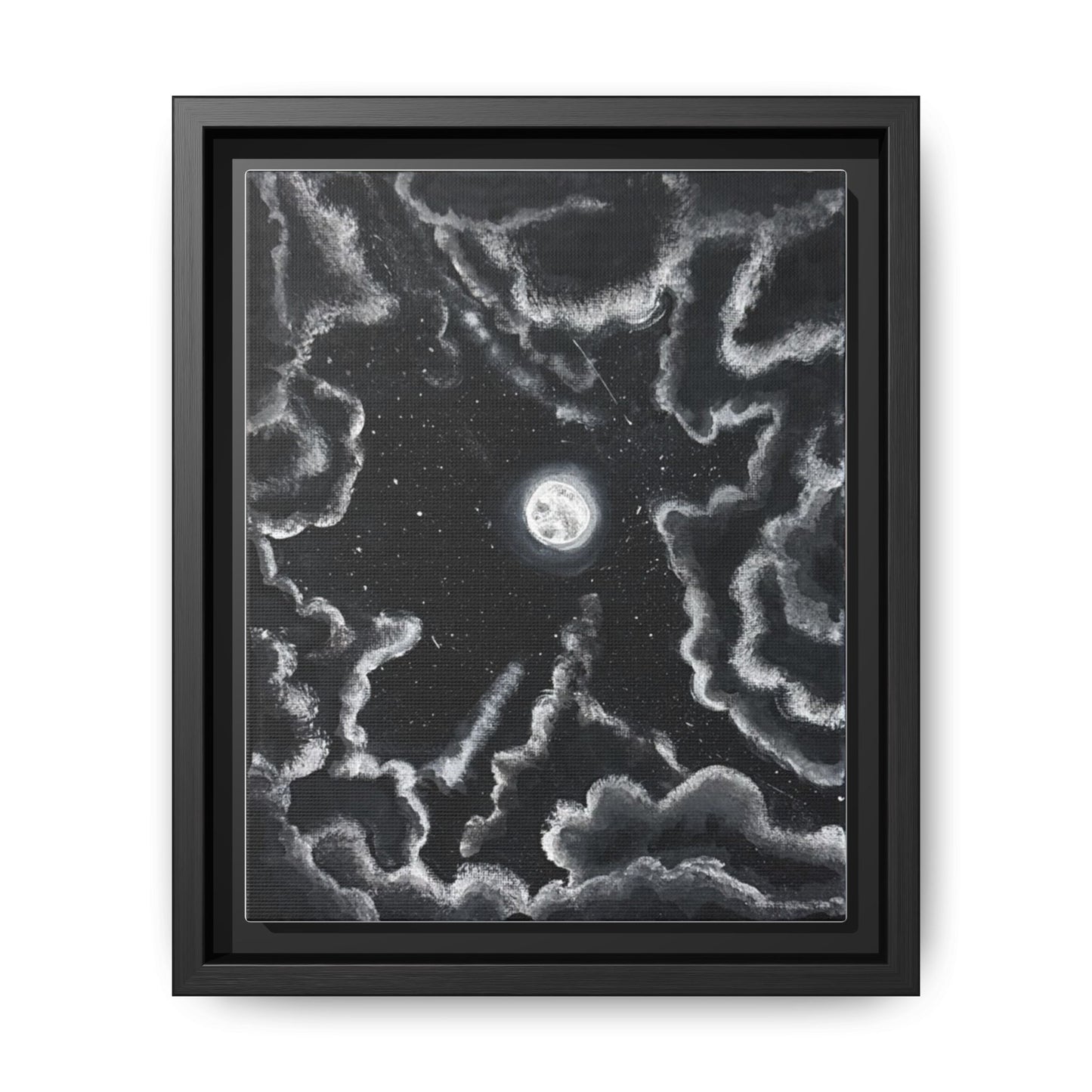 Dark Night: Matte Canvas Framed Wall Art — Colorful Tropical Landscape Print