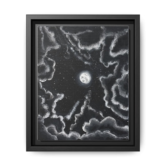 Dark Night: Matte Canvas Framed Wall Art — Colorful Tropical Landscape Print