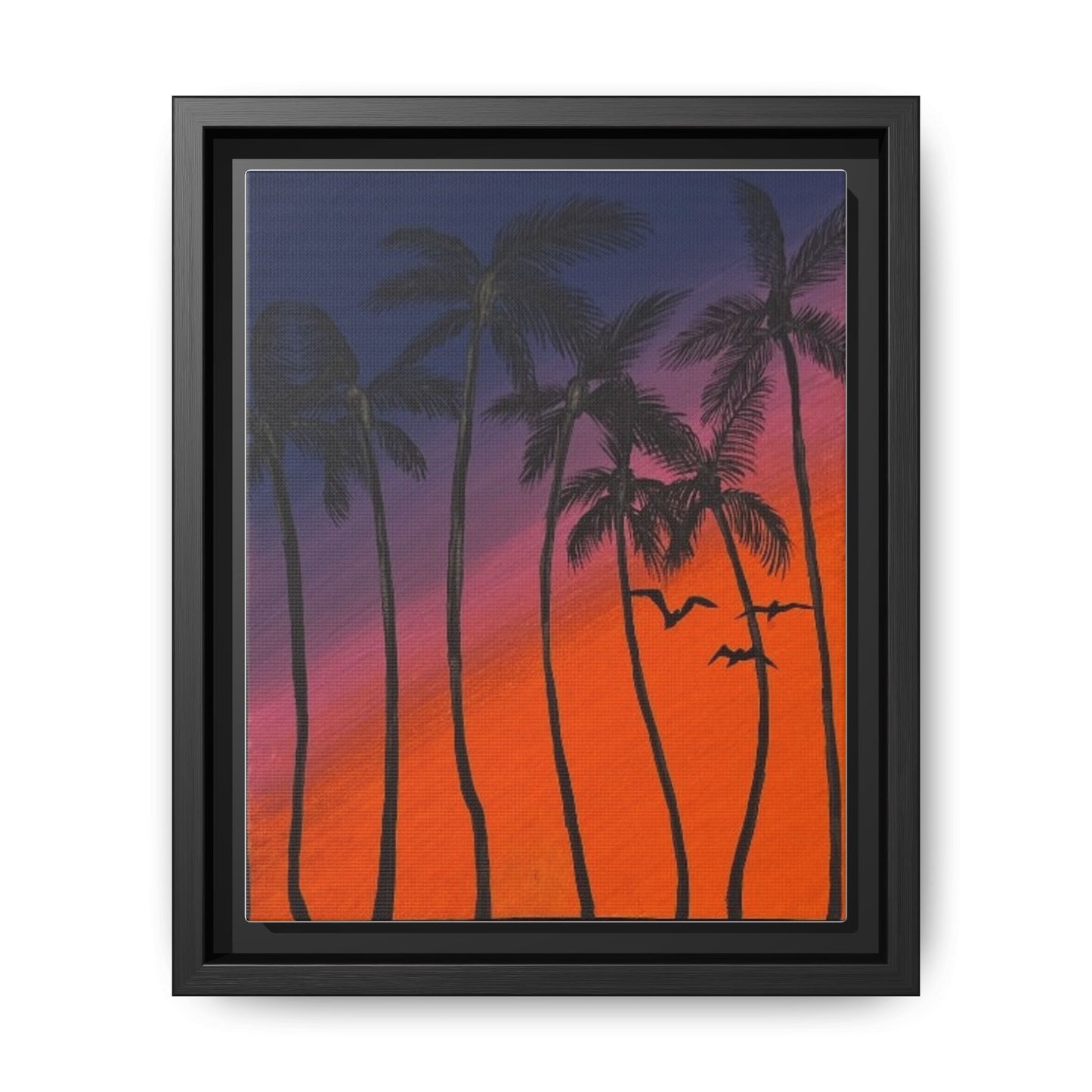 High Palm: Matte Canvas Framed Wall Art — Colorful Tropical Landscape Print