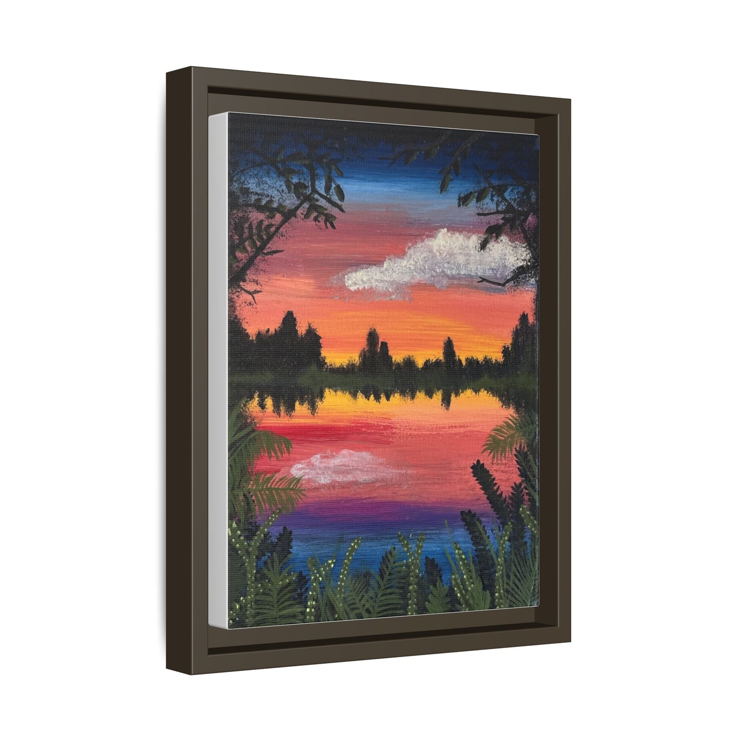 Whisper Waters: Matte Canvas Framed Wall Art — Colorful Tropical Landscape Print