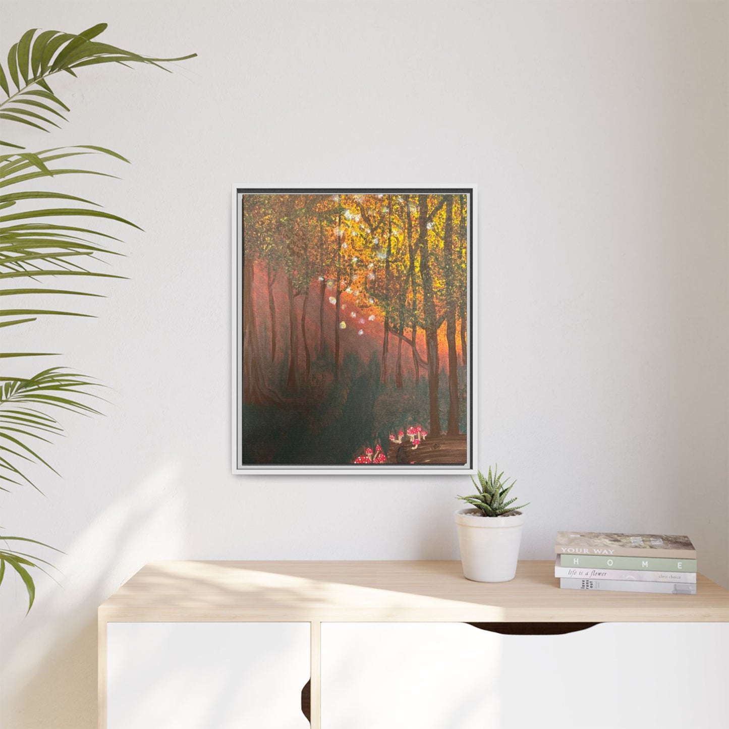 Whisper Woods: Art Matte Canvas Framed Print — Multicolor Pour Painting Wall Art
