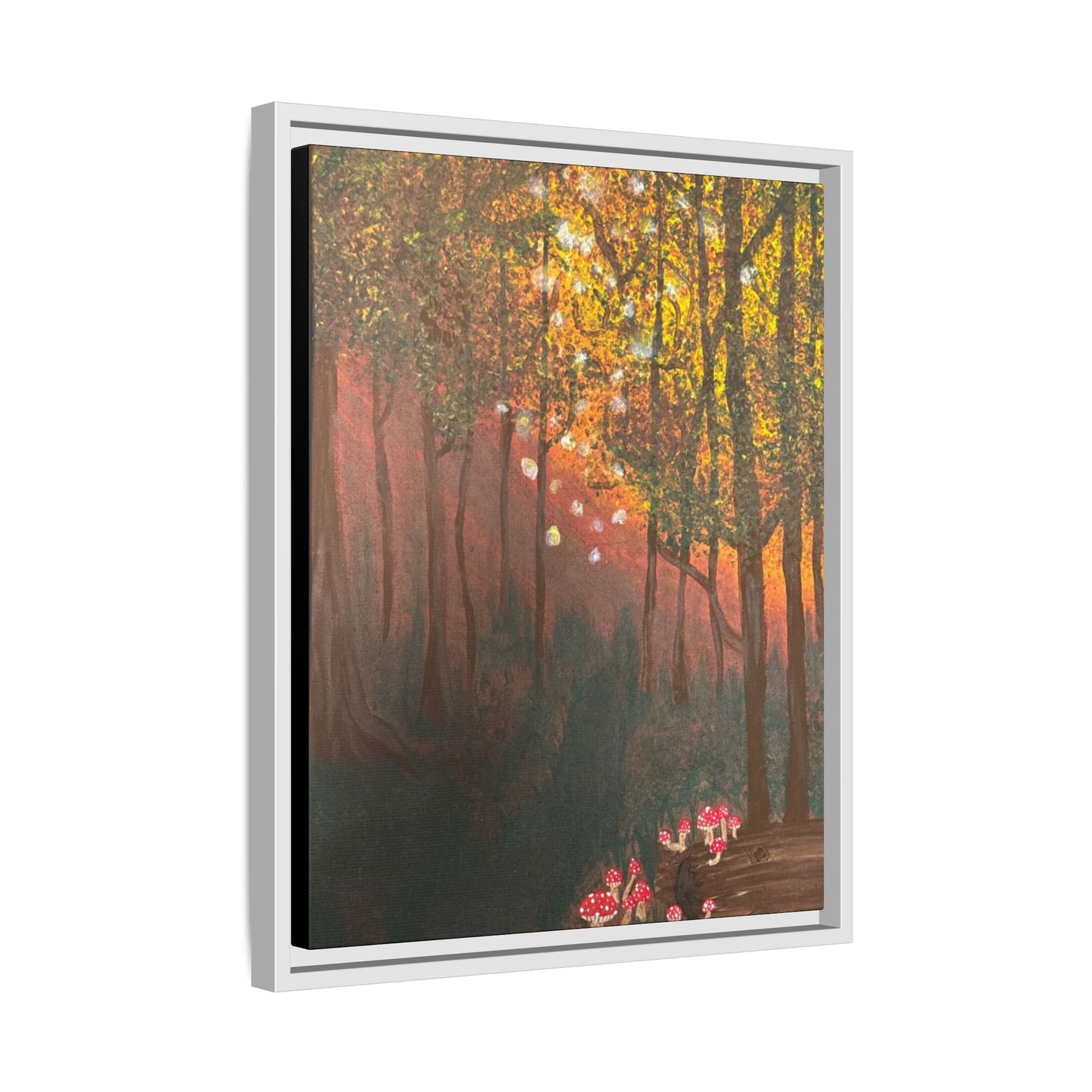 Whisper Woods: Art Matte Canvas Framed Print — Multicolor Pour Painting Wall Art