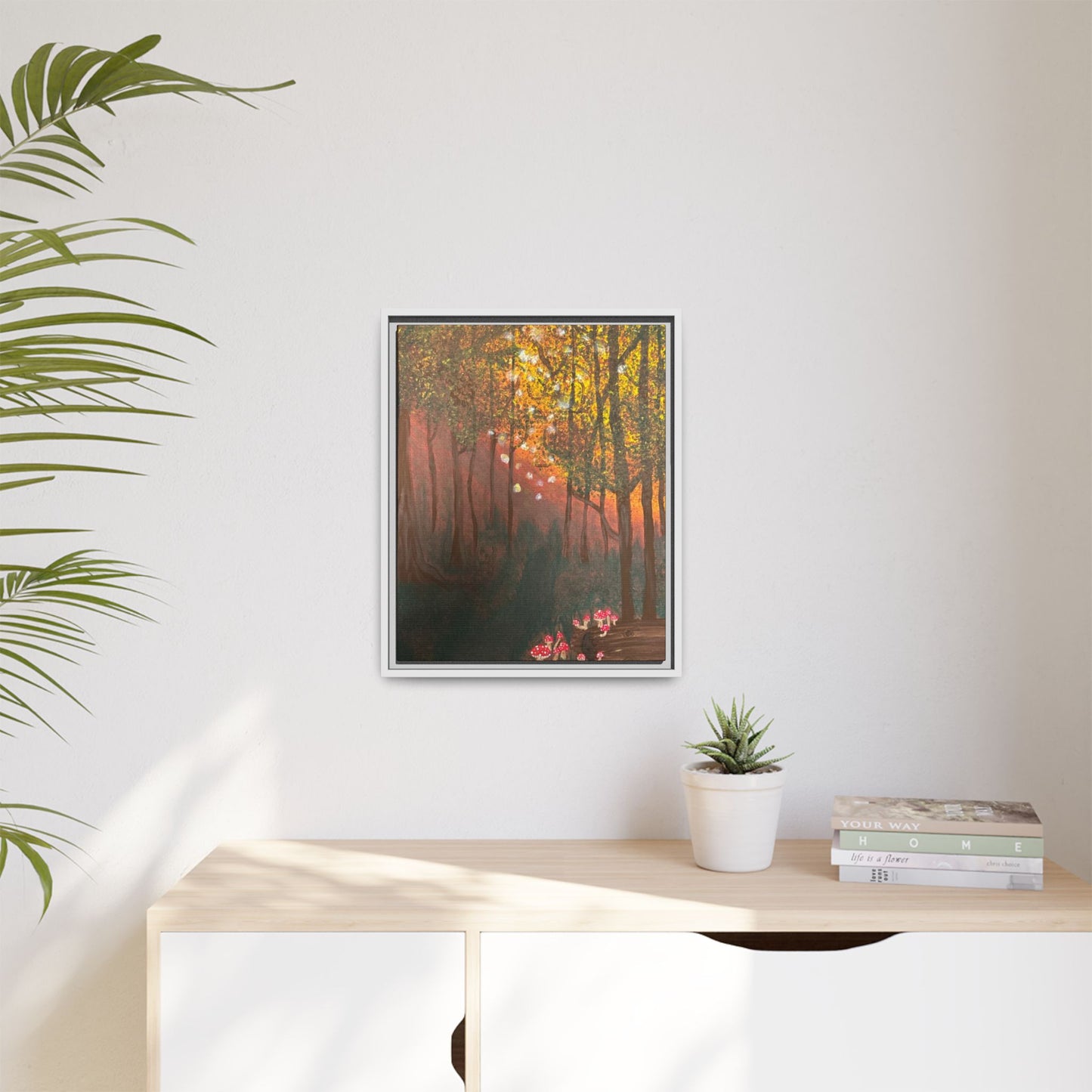 Whisper Woods: Art Matte Canvas Framed Print — Multicolor Pour Painting Wall Art
