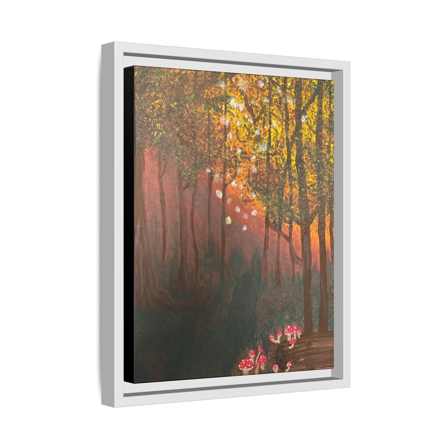 Whisper Woods: Art Matte Canvas Framed Print — Multicolor Pour Painting Wall Art