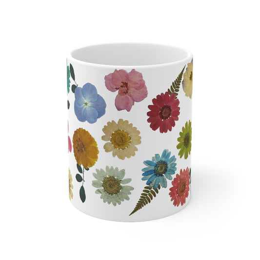 Pressed Flowers Ceramic Mug 11oz