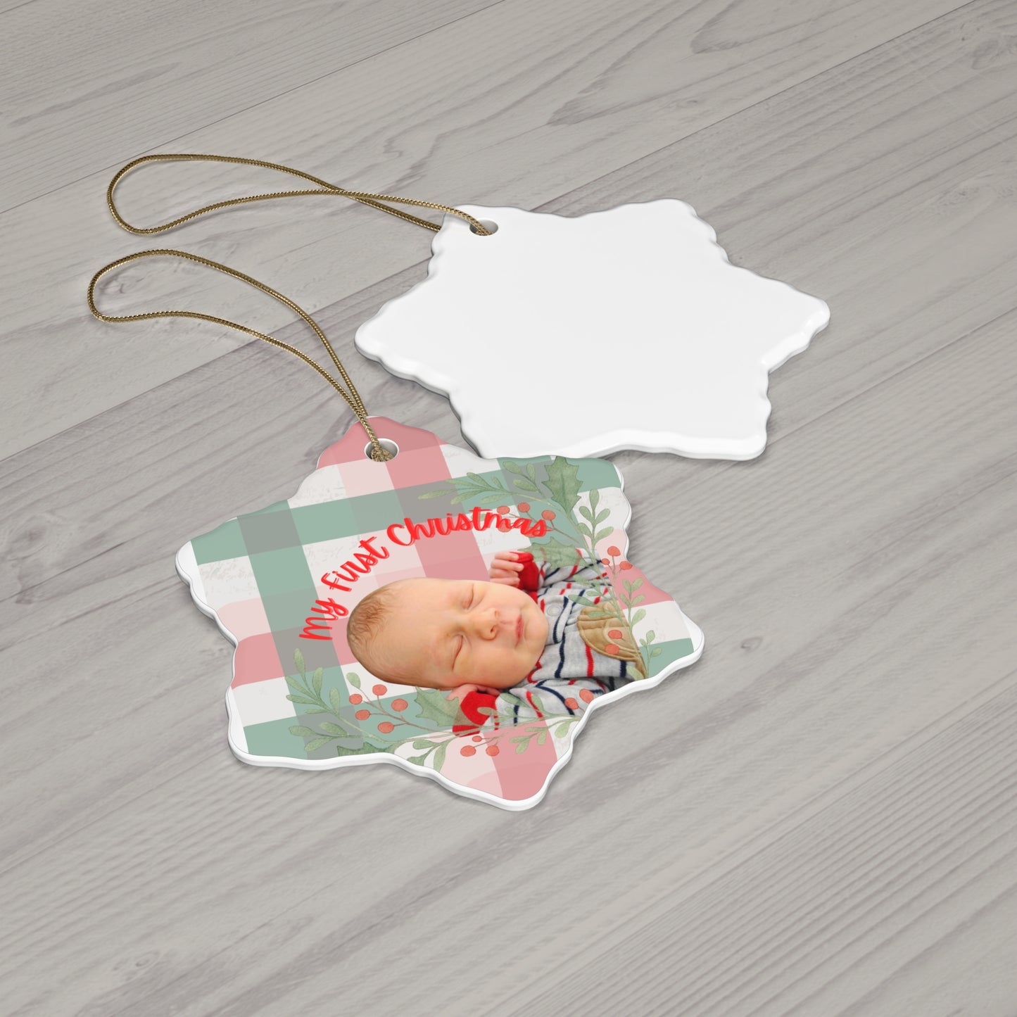 Ceramic Ornament — Personalized 'My First Christmas' Star Photo Keepsake
