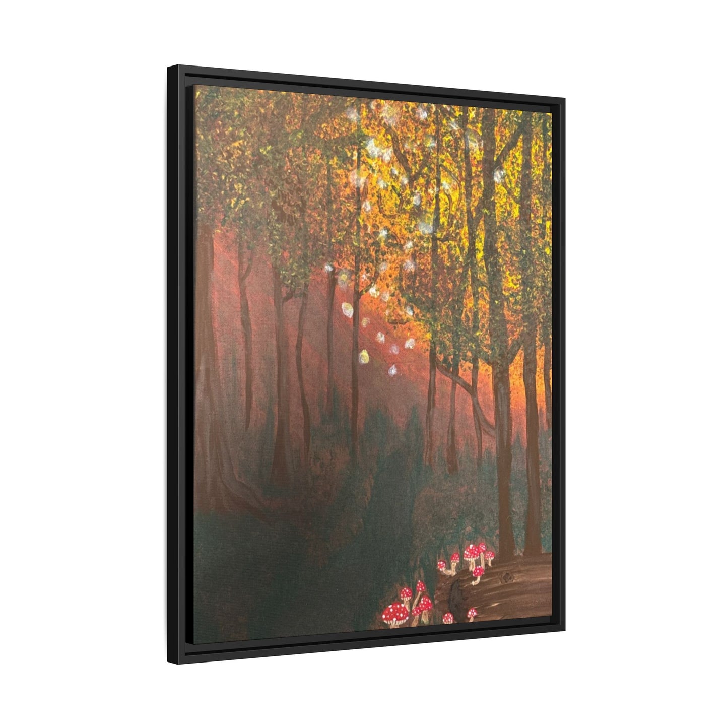 Whisper Woods: Art Matte Canvas Framed Print — Multicolor Pour Painting Wall Art