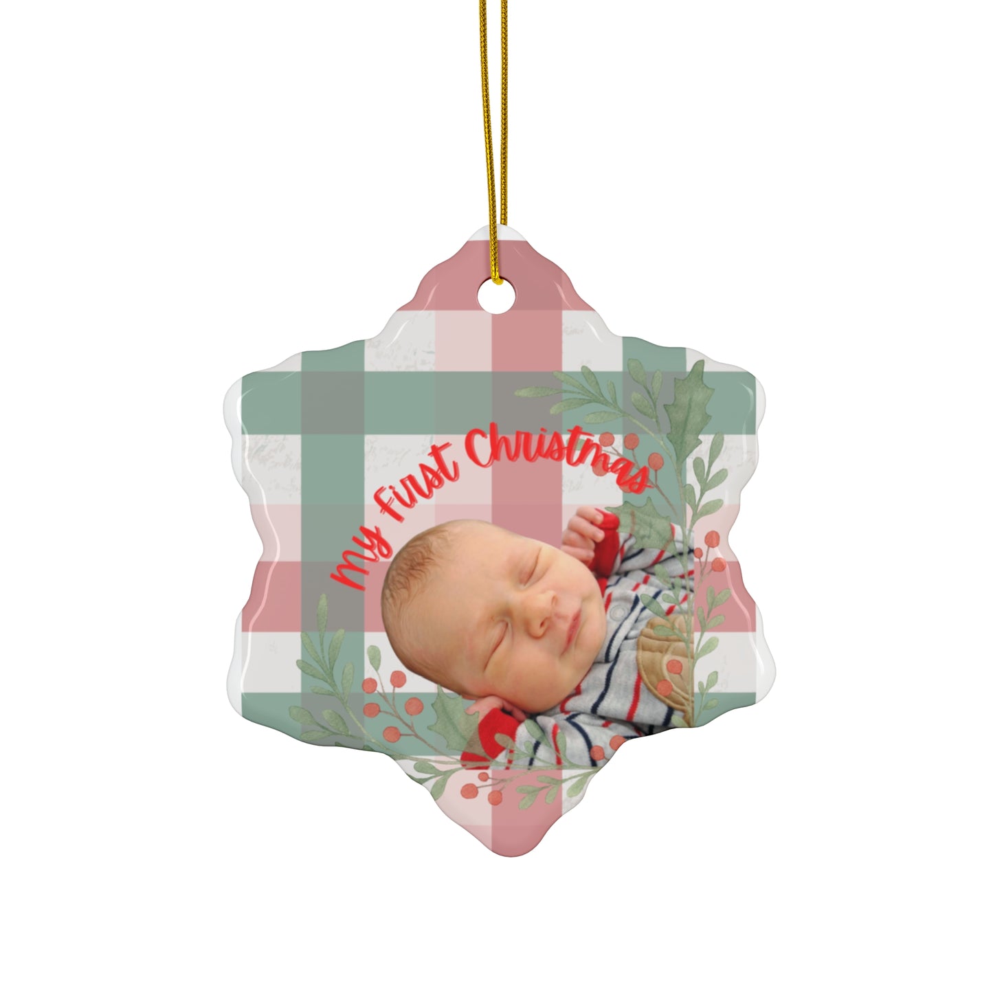 Ceramic Ornament — Personalized 'My First Christmas' Star Photo Keepsake