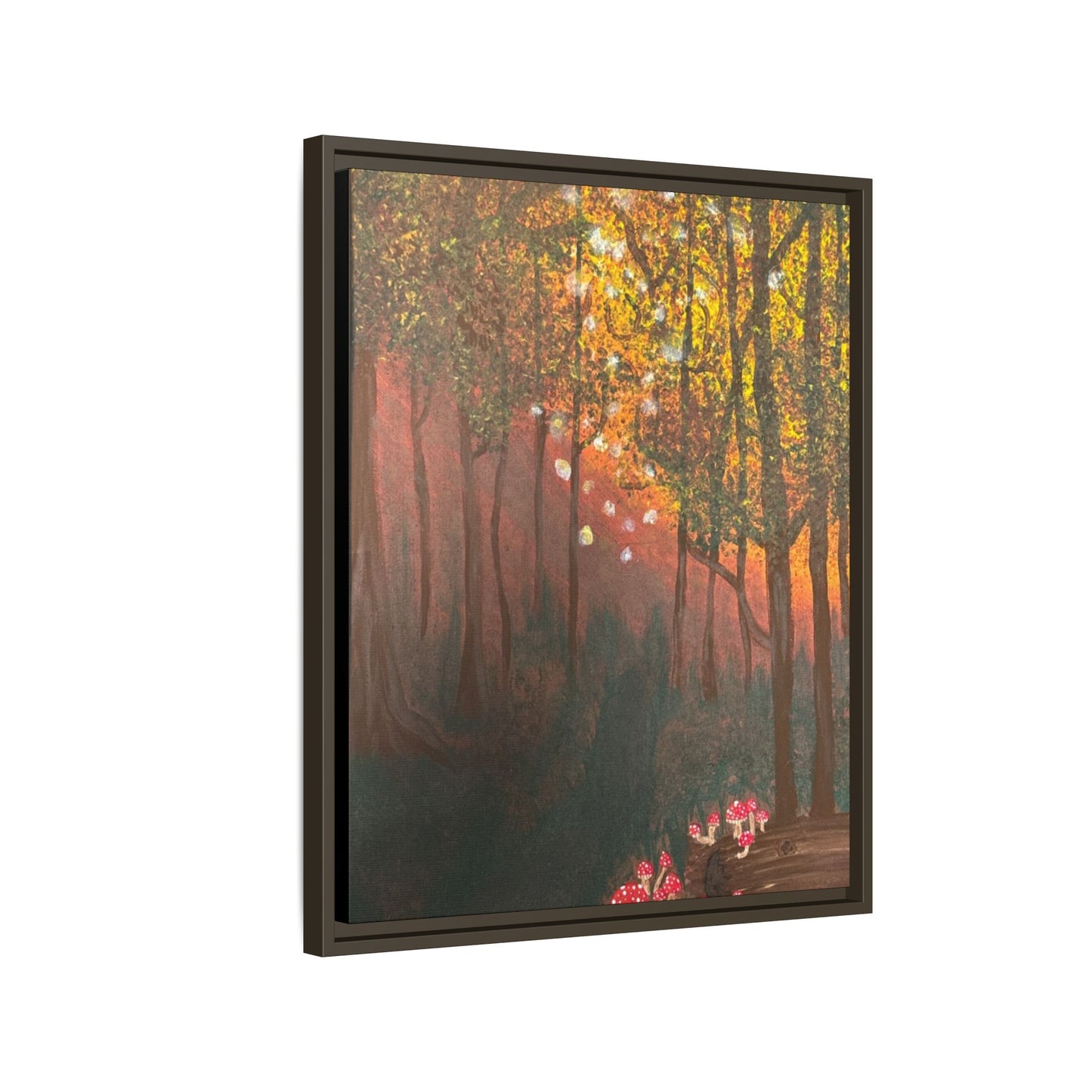 Whisper Woods: Art Matte Canvas Framed Print — Multicolor Pour Painting Wall Art