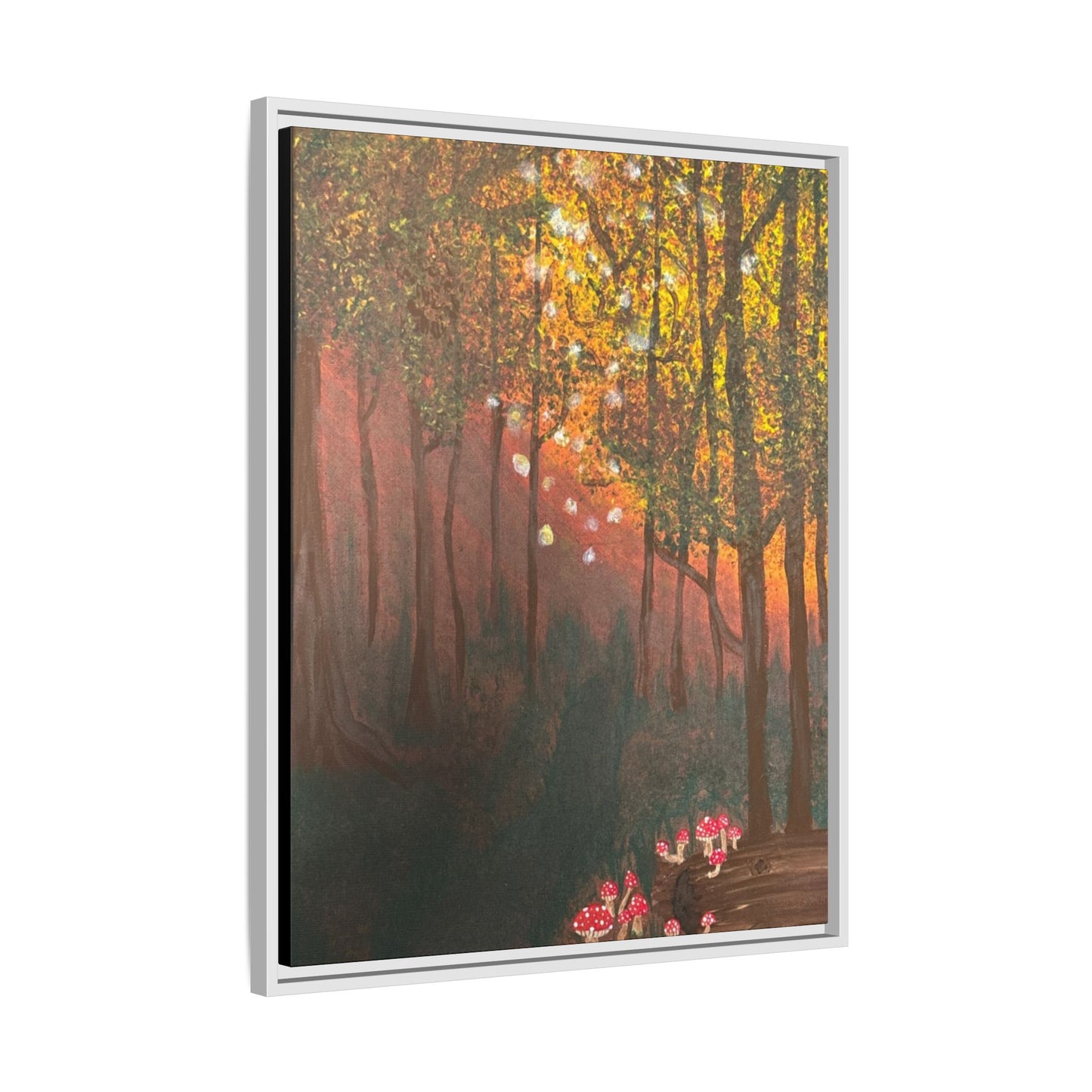 Whisper Woods: Art Matte Canvas Framed Print — Multicolor Pour Painting Wall Art