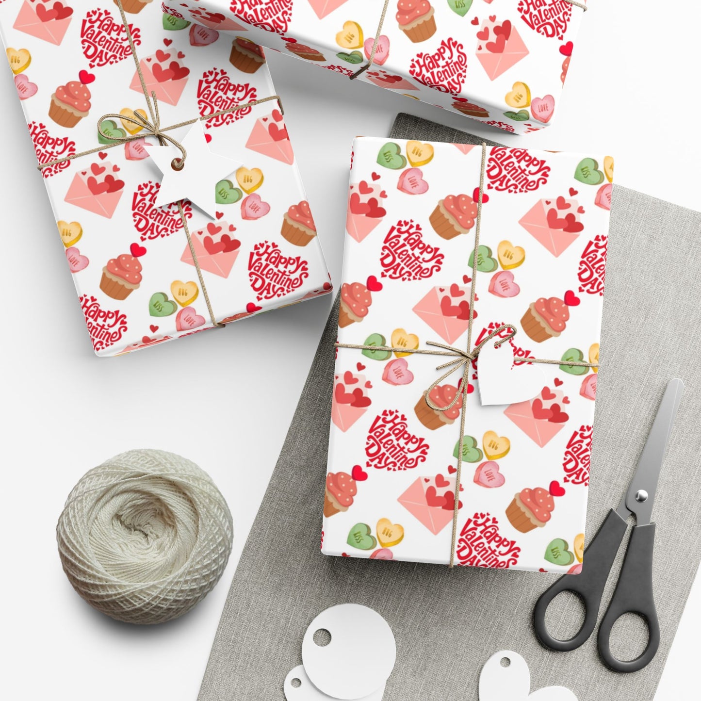 Valentine Cupcakes & Hearts Gift Wrap Paper (SVG Available)