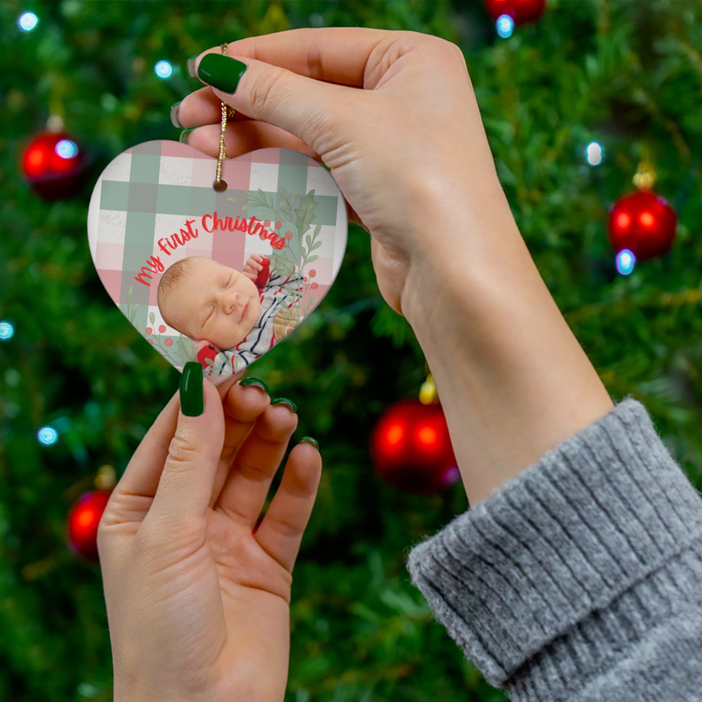 Ceramic Ornament — Personalized 'My First Christmas' Star Photo Keepsake