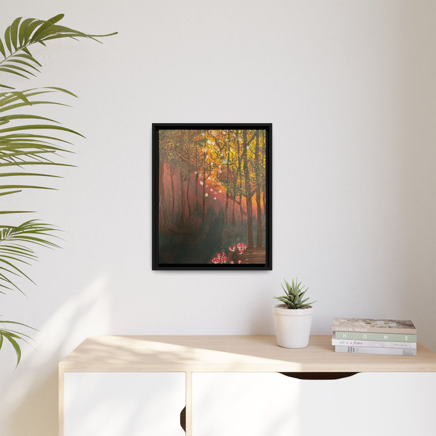 Whisper Woods: Art Matte Canvas Framed Print — Multicolor Pour Painting Wall Art