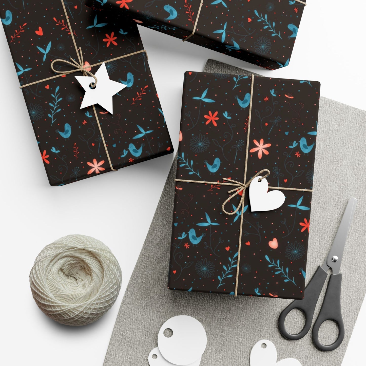 Floral, Hearts and Birds Gift Wrapping Paper (SVG Available)