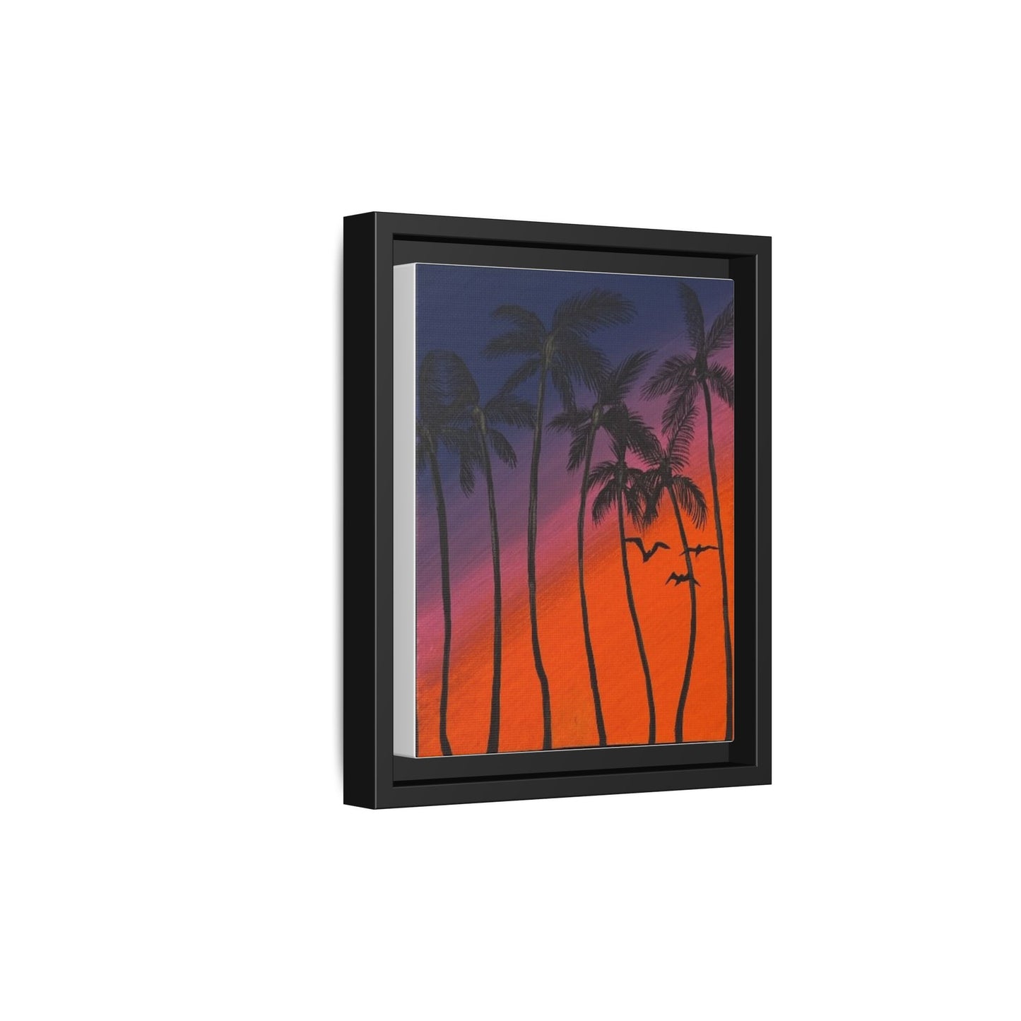 High Palm: Matte Canvas Framed Wall Art — Colorful Tropical Landscape Print