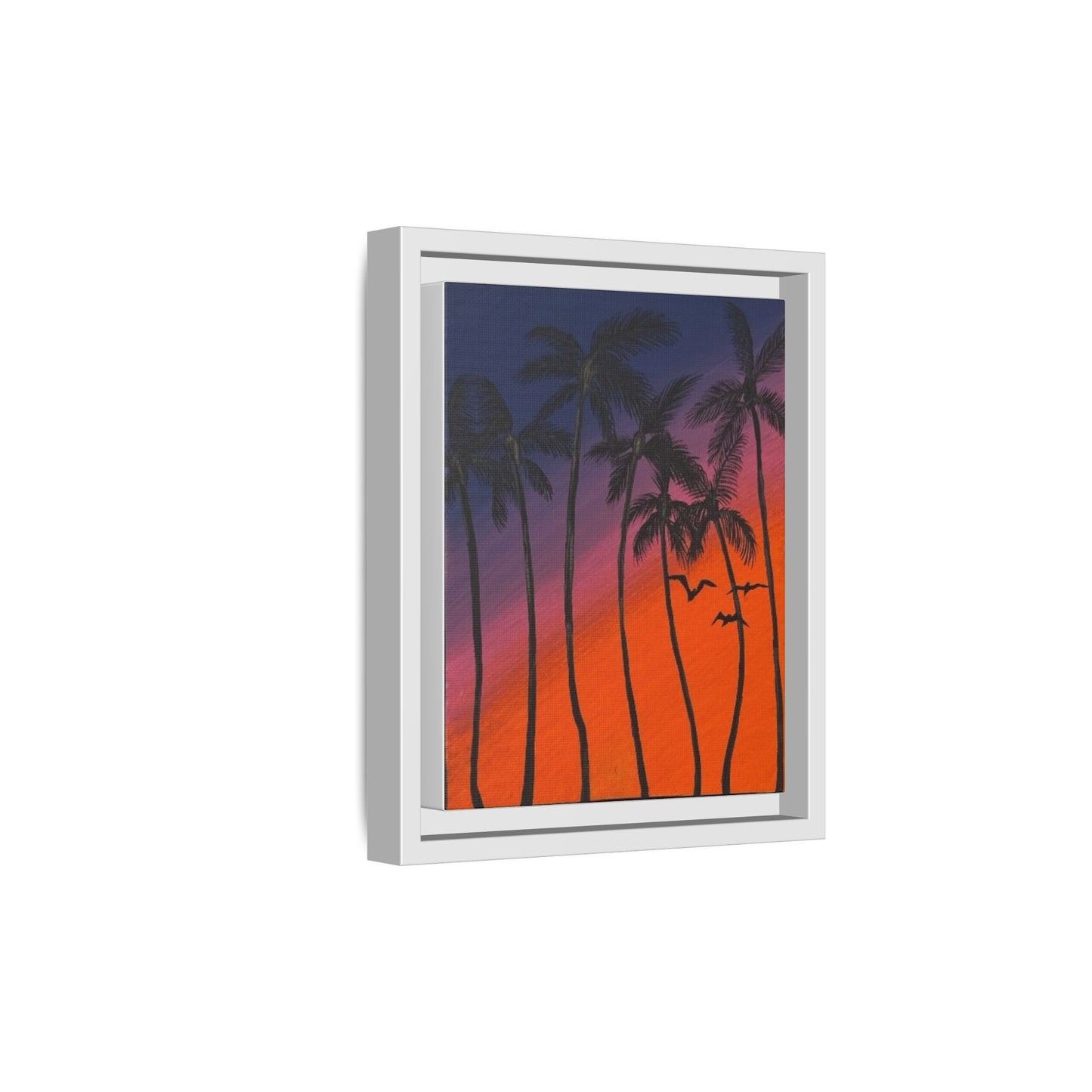 High Palm: Matte Canvas Framed Wall Art — Colorful Tropical Landscape Print