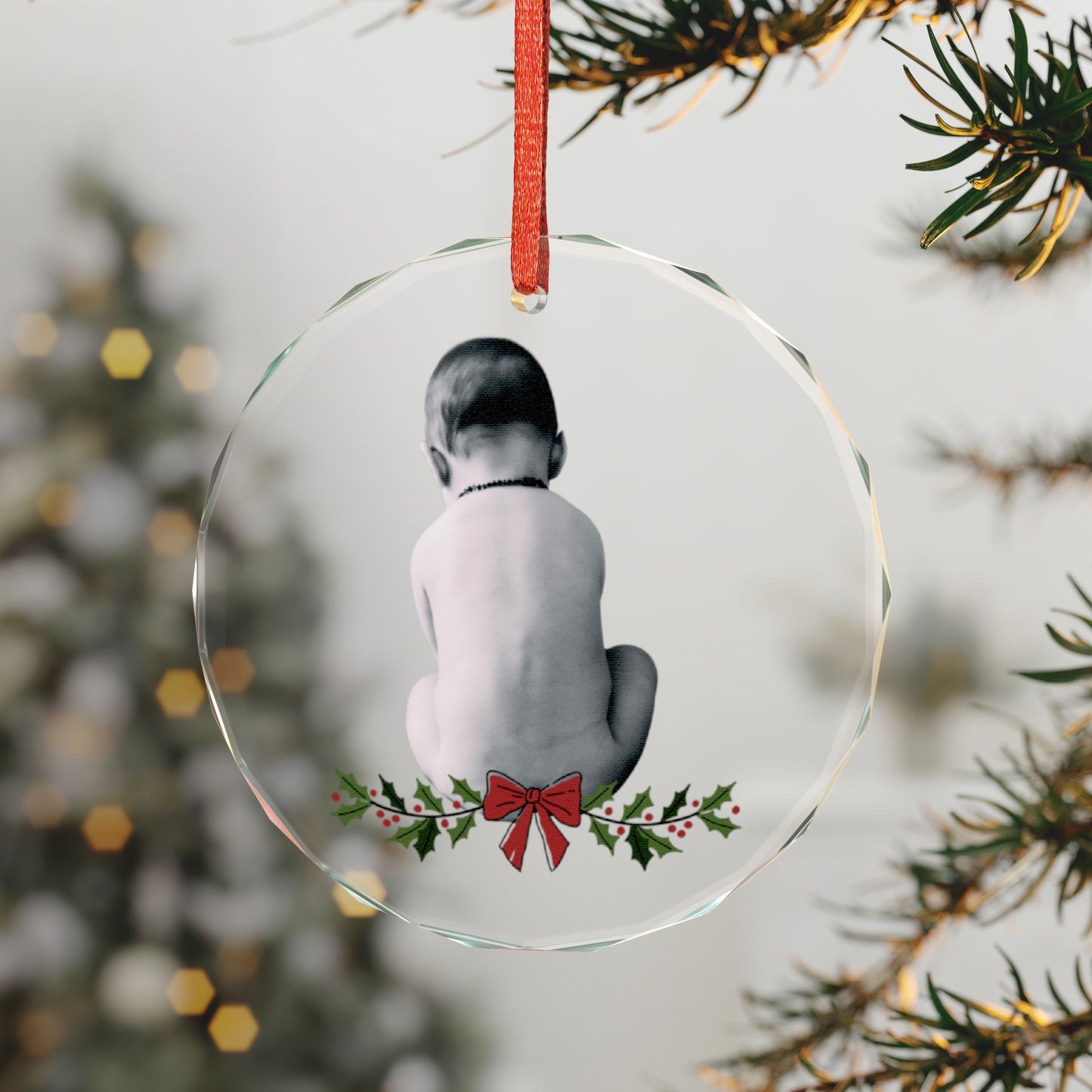 Crystal Glass Christmas Ornament Customizable