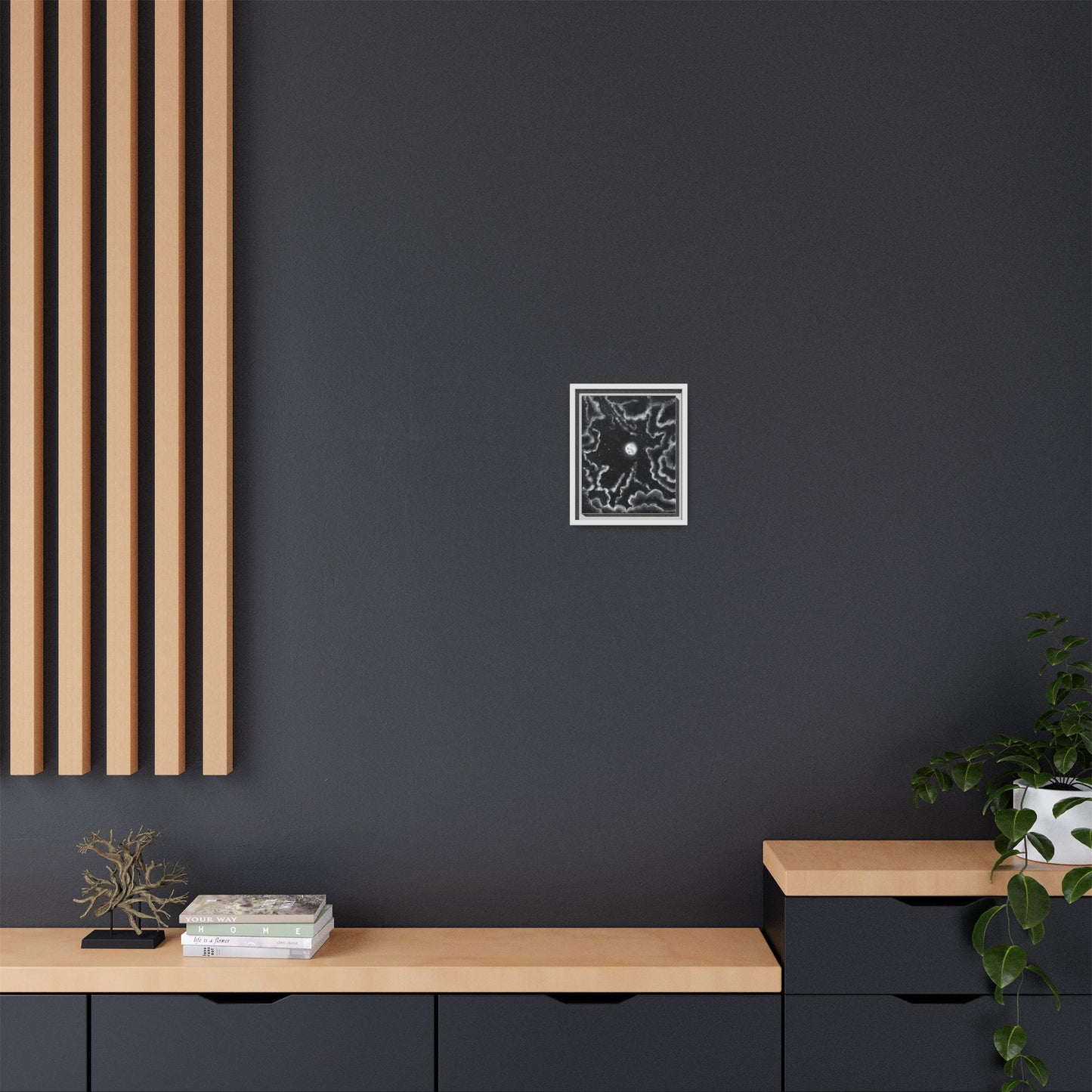 Dark Night: Matte Canvas Framed Wall Art — Colorful Tropical Landscape Print