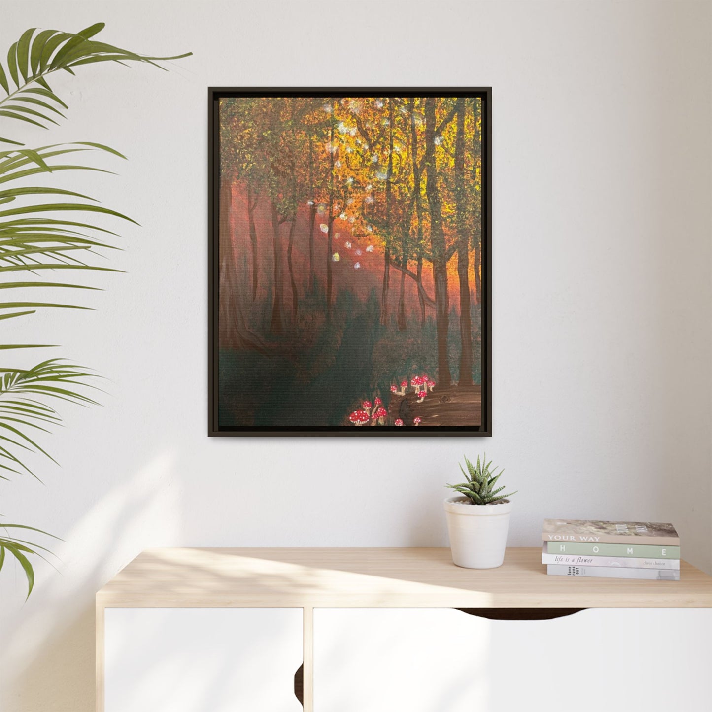 Whisper Woods: Art Matte Canvas Framed Print — Multicolor Pour Painting Wall Art