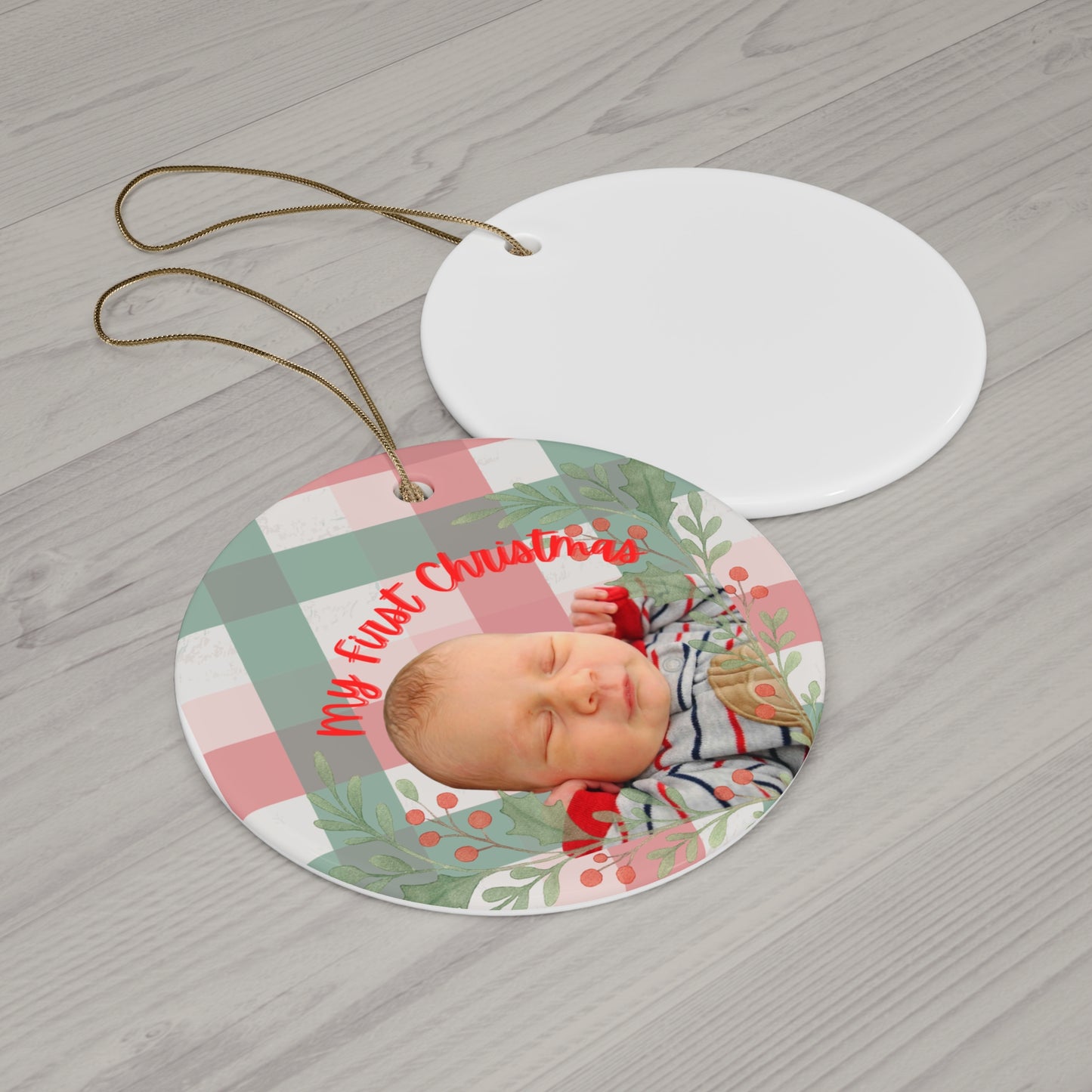 Ceramic Ornament — Personalized 'My First Christmas' Star Photo Keepsake