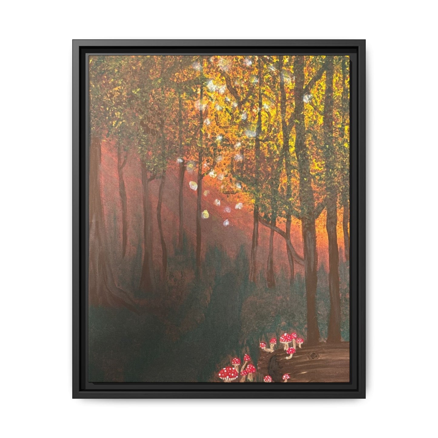 Whisper Woods: Art Matte Canvas Framed Print — Multicolor Pour Painting Wall Art