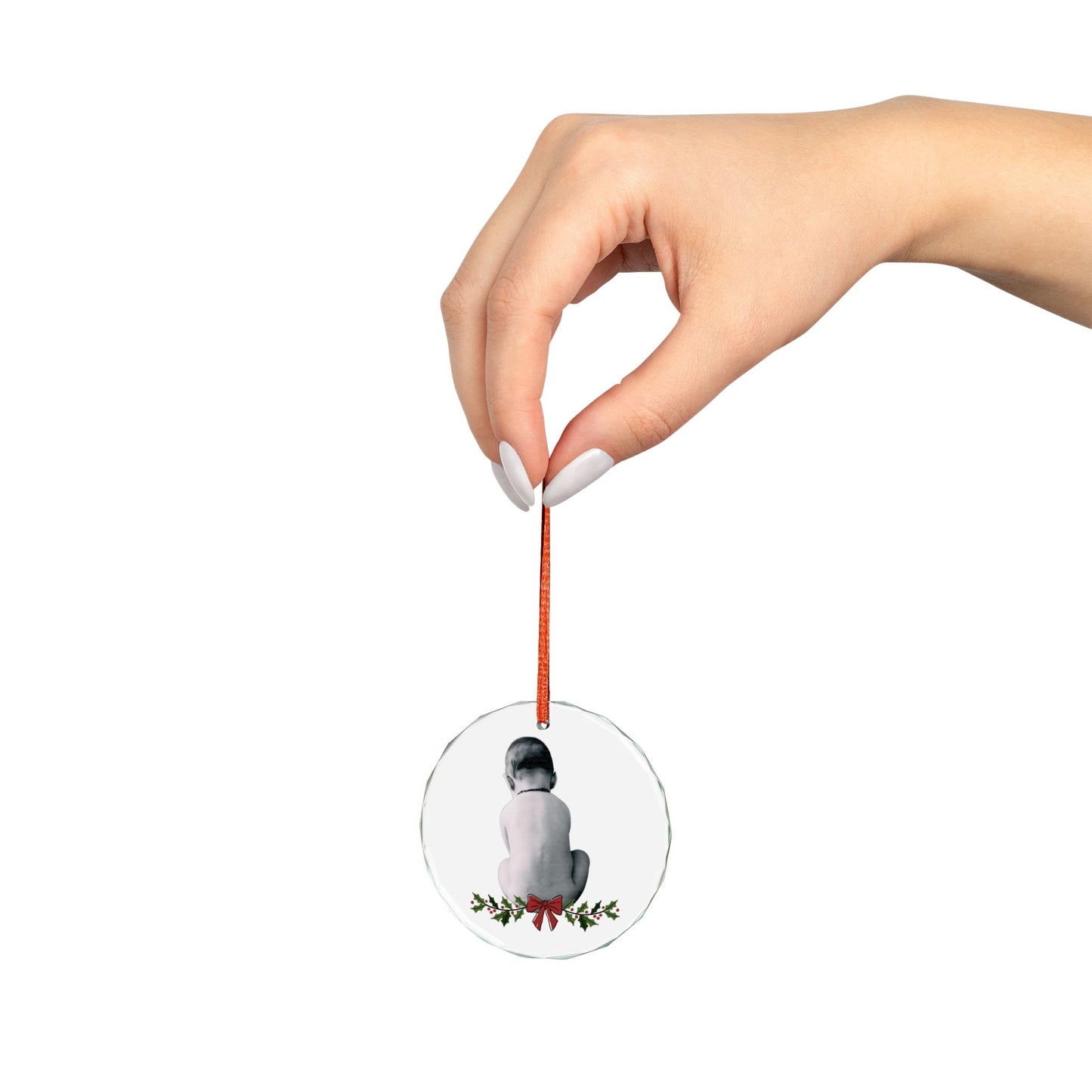 Crystal Glass Christmas Ornament Customizable