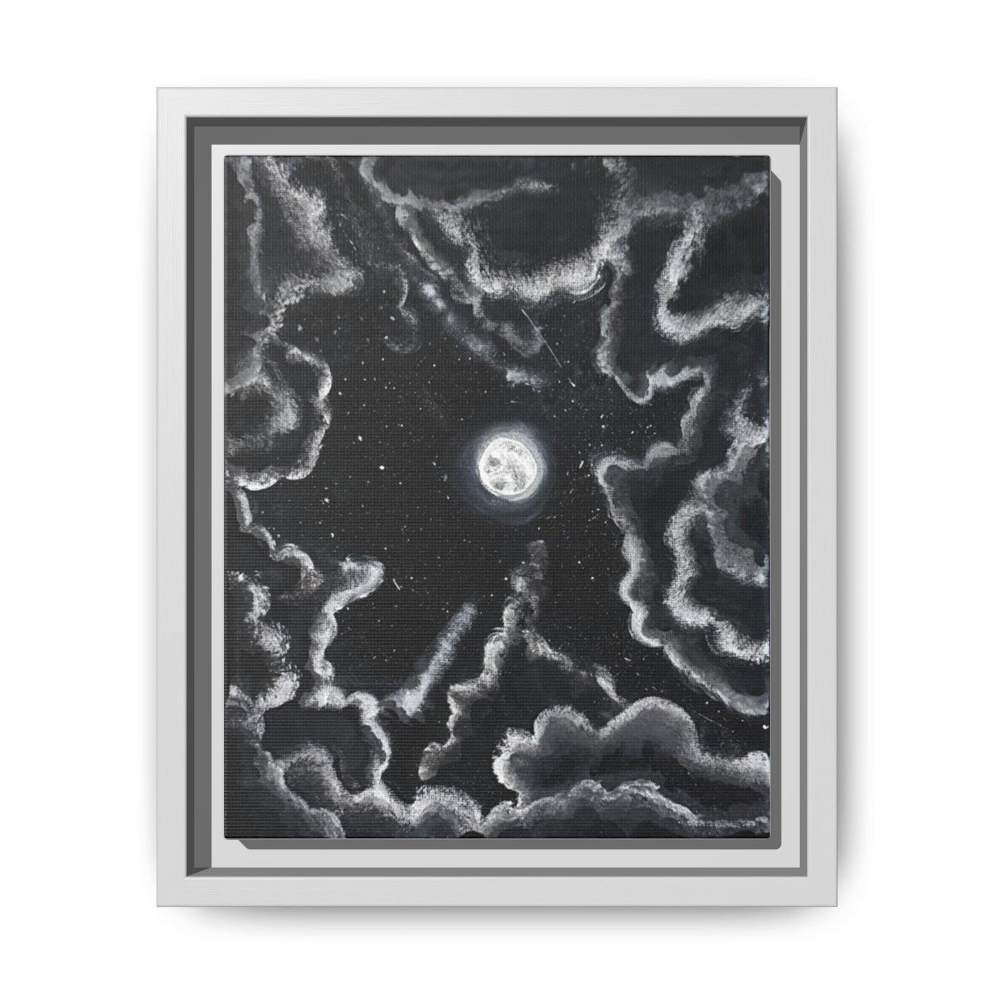 Dark Night: Matte Canvas Framed Wall Art — Colorful Tropical Landscape Print
