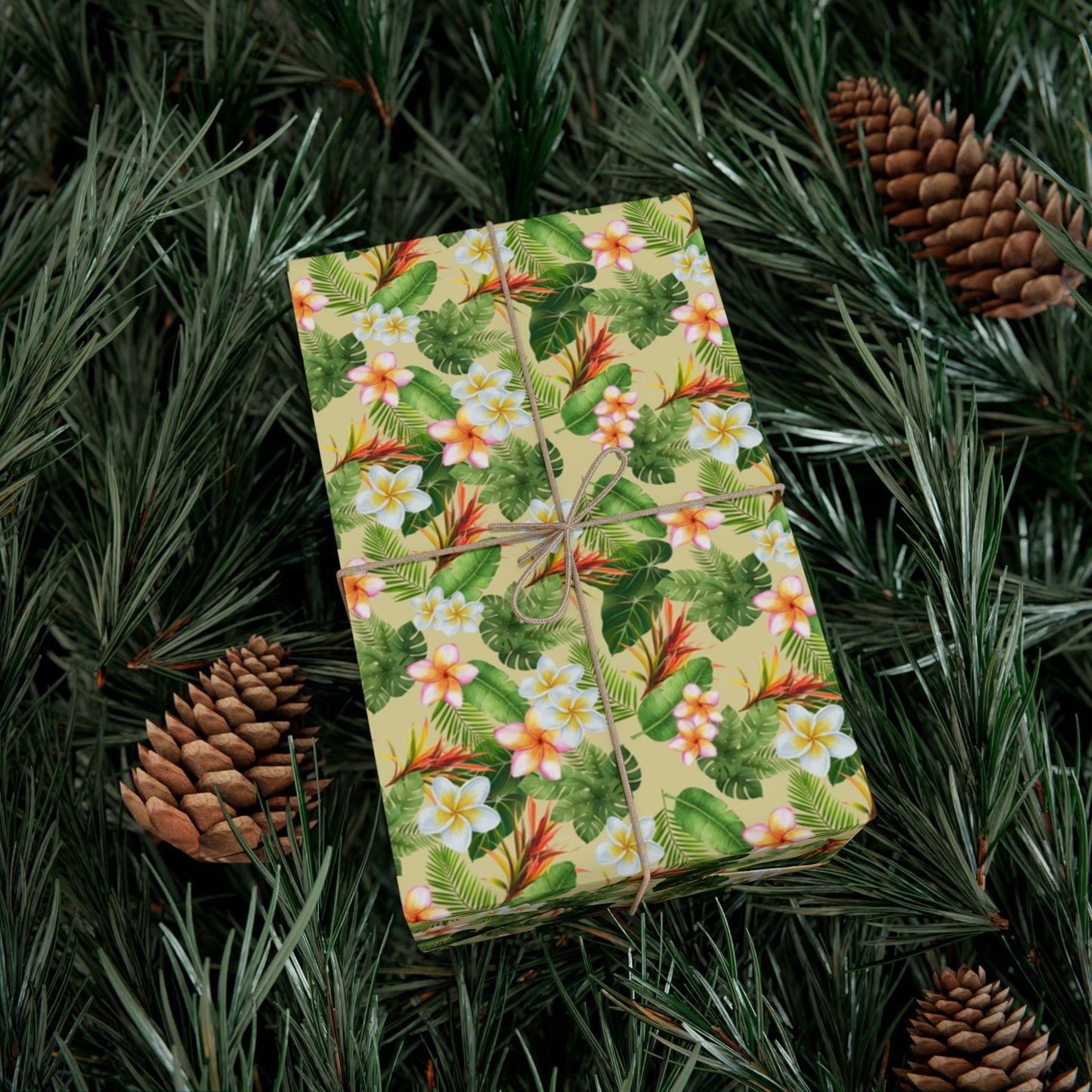 Tropical Leaves Gift Wrapping Roll (SVG Available)