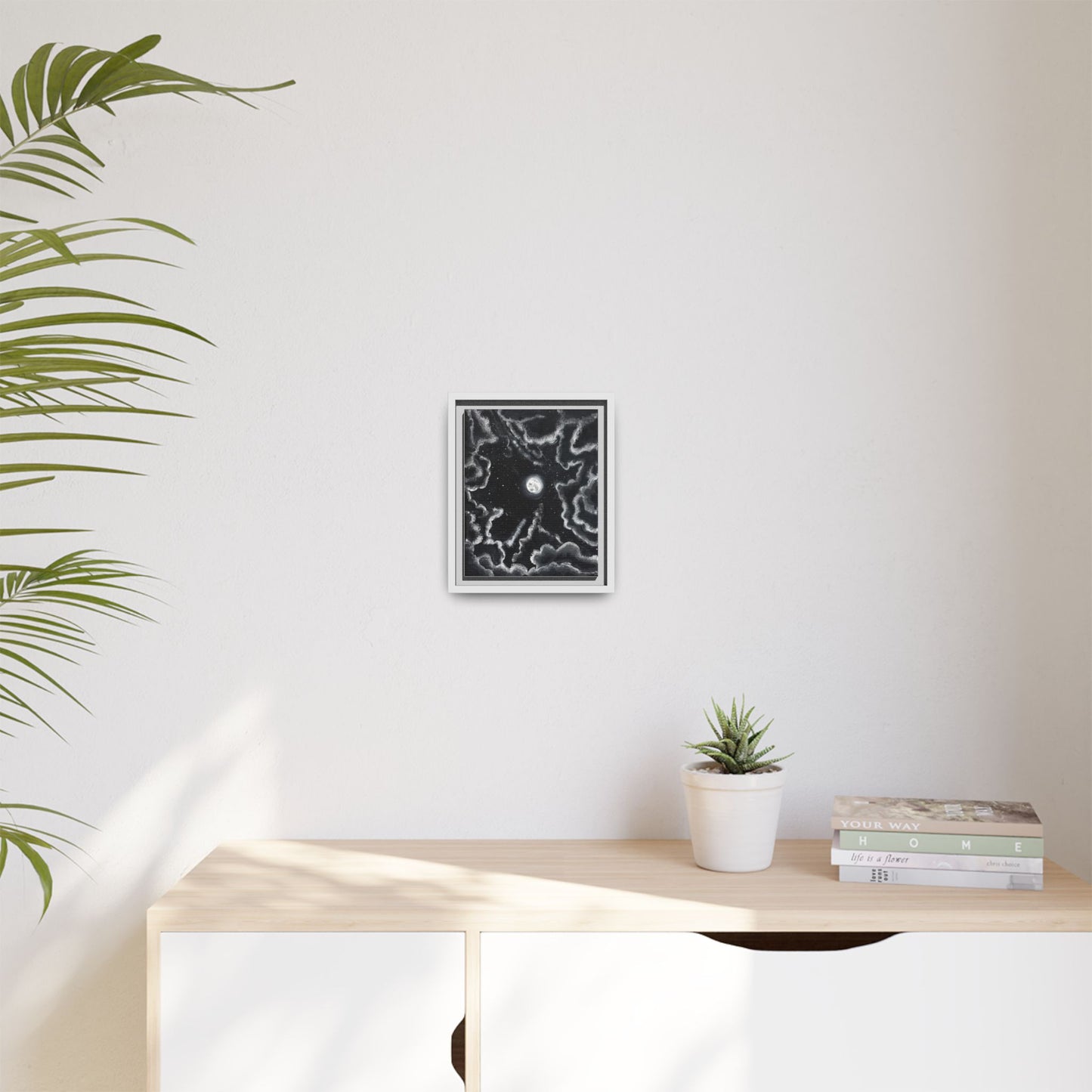Dark Night: Matte Canvas Framed Wall Art — Colorful Tropical Landscape Print