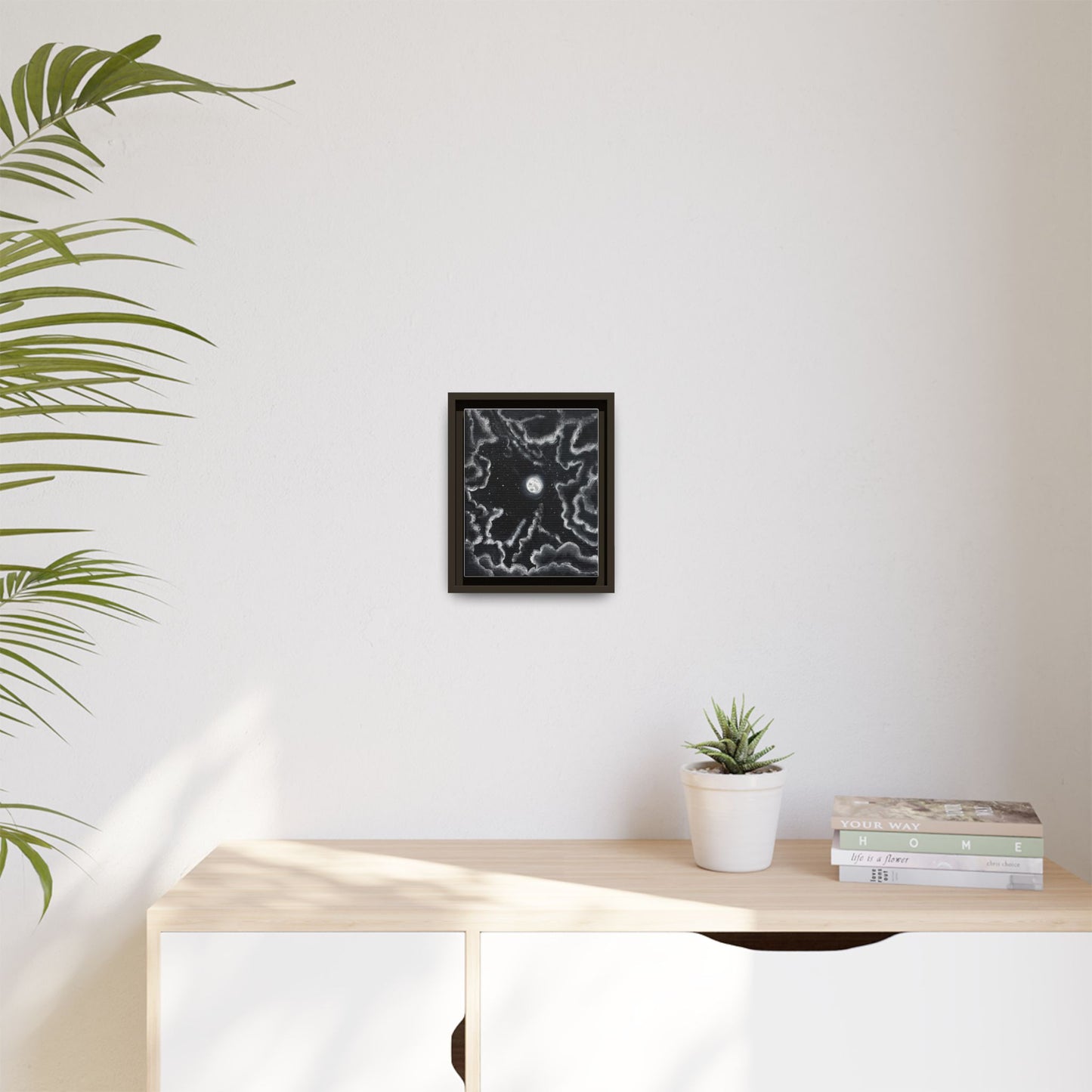 Dark Night: Matte Canvas Framed Wall Art — Colorful Tropical Landscape Print