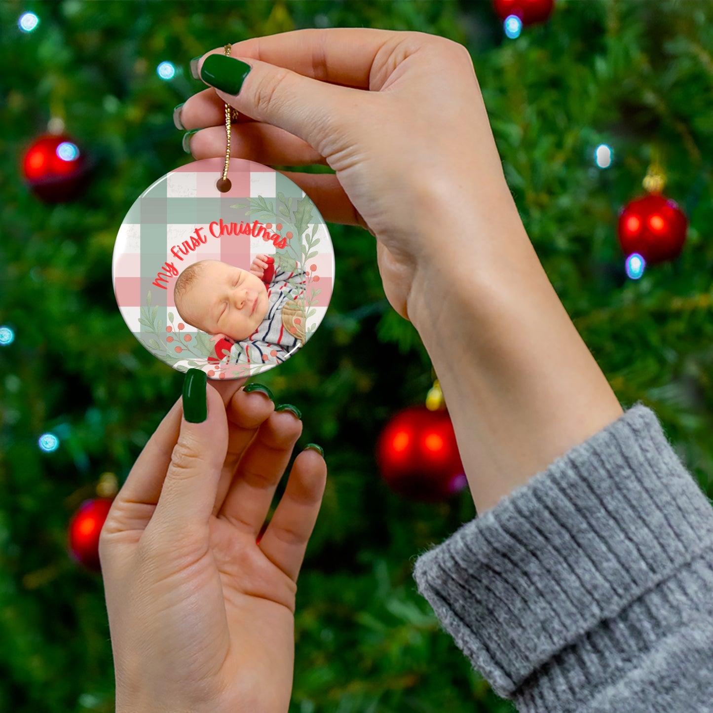 Ceramic Ornament — Personalized 'My First Christmas' Star Photo Keepsake