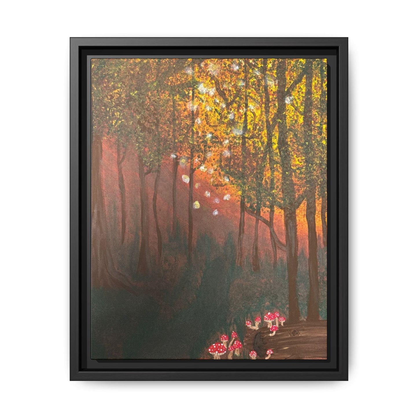 Whisper Woods: Art Matte Canvas Framed Print — Multicolor Pour Painting Wall Art