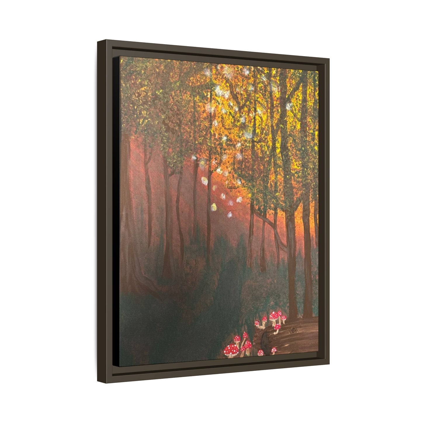 Whisper Woods: Art Matte Canvas Framed Print — Multicolor Pour Painting Wall Art