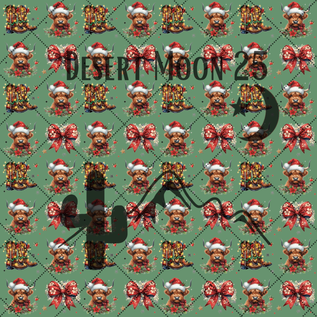 Christmas Highland Cows and Bows SVG