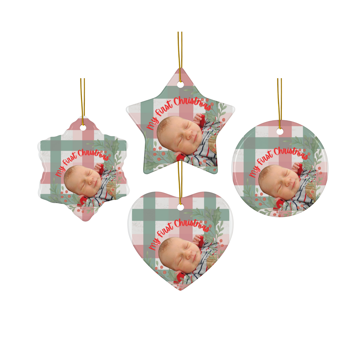 Ceramic Ornament — Personalized 'My First Christmas' Star Photo Keepsake