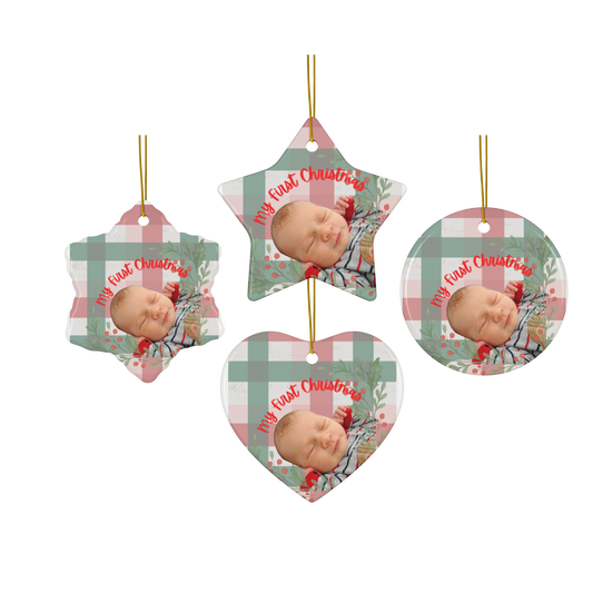 Ceramic Ornament — Personalized 'My First Christmas' Star Photo Keepsake