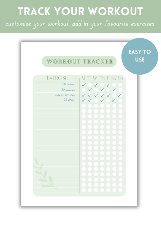 31-Day Workout Tracker Printable | Fitness Challenge | Weight Loss Planner PDF