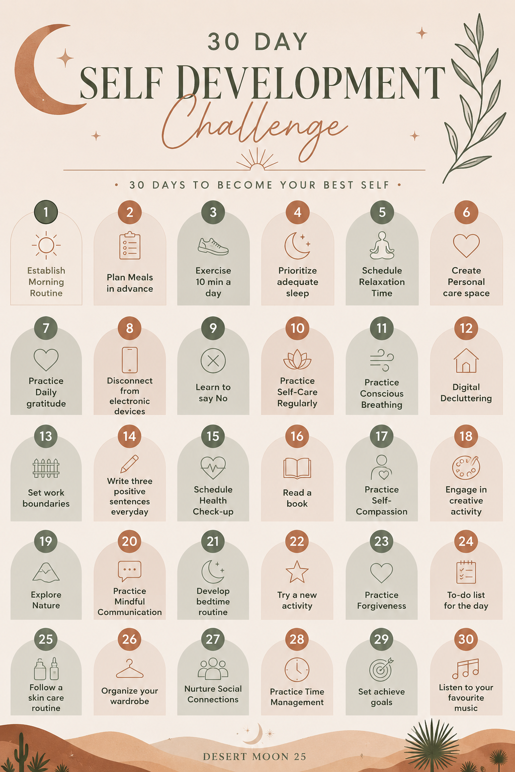 30-Day Self Development Challenge | Daily Self-Care & Personal Growth